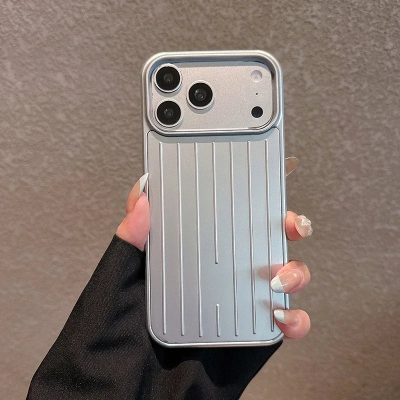 Luxury Striped Luggage Texture Phone Case For IPhone 18 17 16 15 14 13 Pro Max