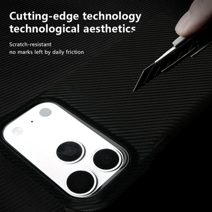Carbon Fiber Weave Pattern Genuine Leather Case for IPhone 18,17,16,15,14 pro max