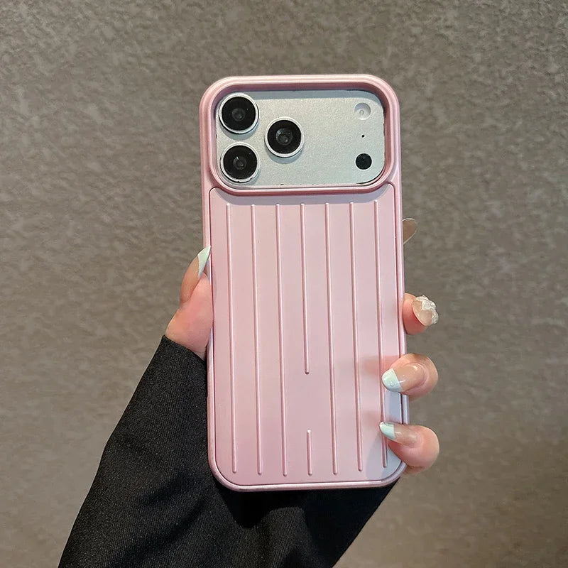 Luxury Striped Luggage Texture Phone Case For IPhone 18 17 16 15 14 13 Pro Max