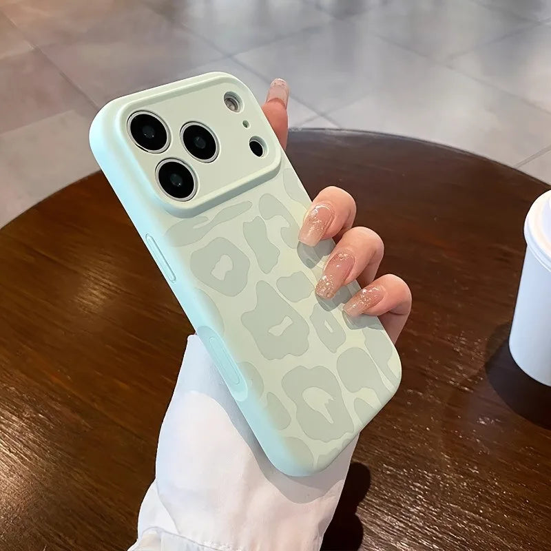 Leopard Pattern Liquid Silicone Case for iPhone 18 17 16 Pro Max Air 14 15 Plus 13
