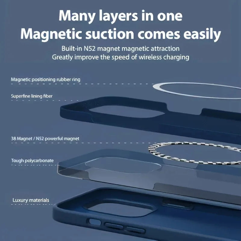 Luxury For Magsafe Wireless Charge Case For iPhone 18 17 15 12 14 13 16 12 Pro Max Liquid Silicone Shockproof Protective Cover