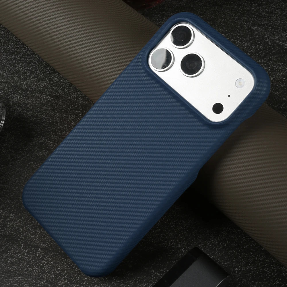 Carbon Fiber Weave Pattern Genuine Leather Case for IPhone 18,17,16,15,14 pro max