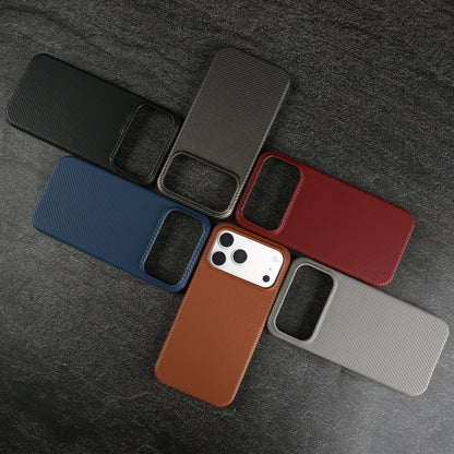 Carbon Fiber Weave Pattern Genuine Leather Case for IPhone 18,17,16,15,14 pro max