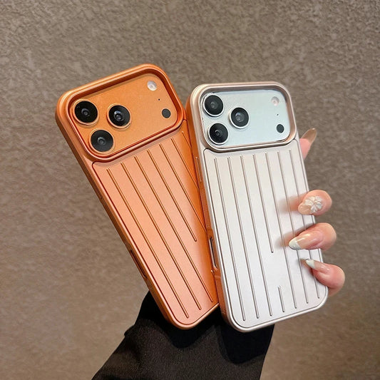 Luxury Striped Luggage Texture Phone Case For IPhone 18 17 16 15 14 13 Pro Max