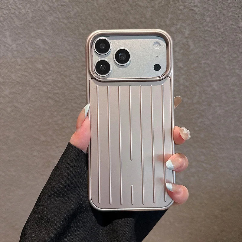 Luxury Striped Luggage Texture Phone Case For IPhone 18 17 16 15 14 13 Pro Max