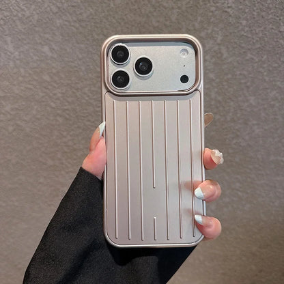 Luxury Striped Luggage Texture Phone Case For IPhone 18 17 16 15 14 13 Pro Max