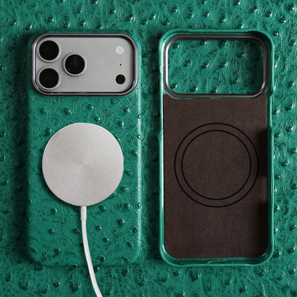 Ostrich Genuine Leather Case for Iphone 18,17,16,15,14,13 pro max/air.