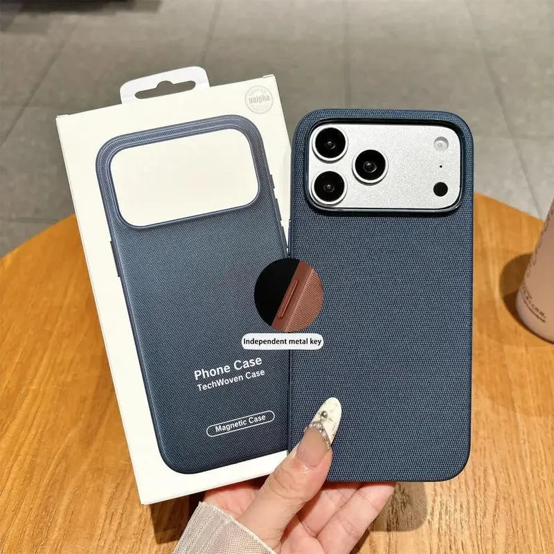 Woven Magnetic Case For iPhone 18 Pro 17 16 15 14 13 12 11 Pro Max Wireless Charging.