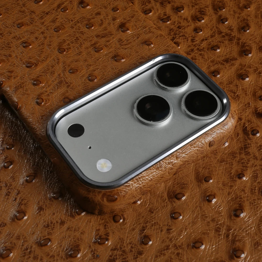 Ostrich Genuine Leather Case for Iphone 18,17,16,15,14,13 pro max/air.