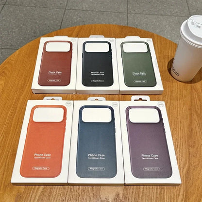 Woven Magnetic Case For iPhone 18 Pro 17 16 15 14 13 12 11 Pro Max Wireless Charging.