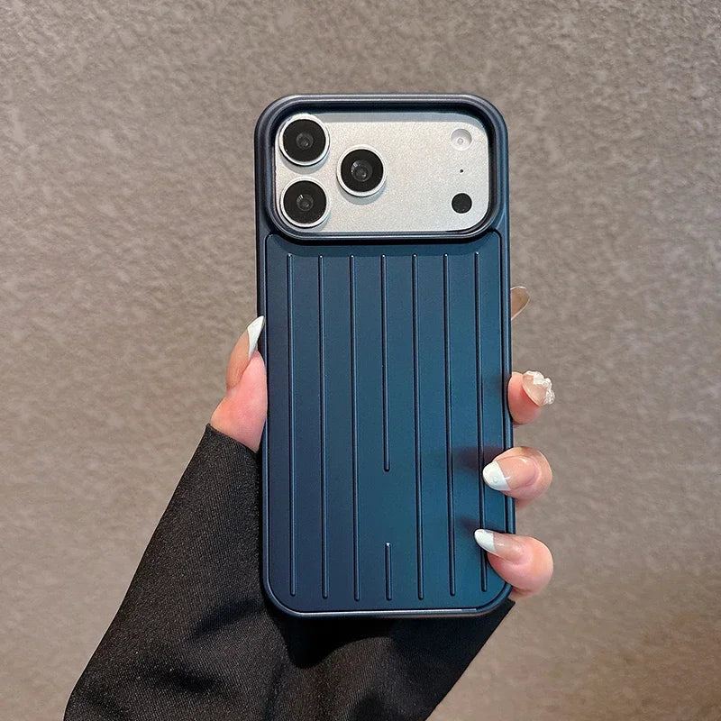 Luxury Striped Luggage Texture Phone Case For IPhone 18 17 16 15 14 13 Pro Max