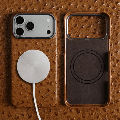 Ostrich Genuine Leather Case for Iphone 18,17,16,15,14,13 pro max/air.
