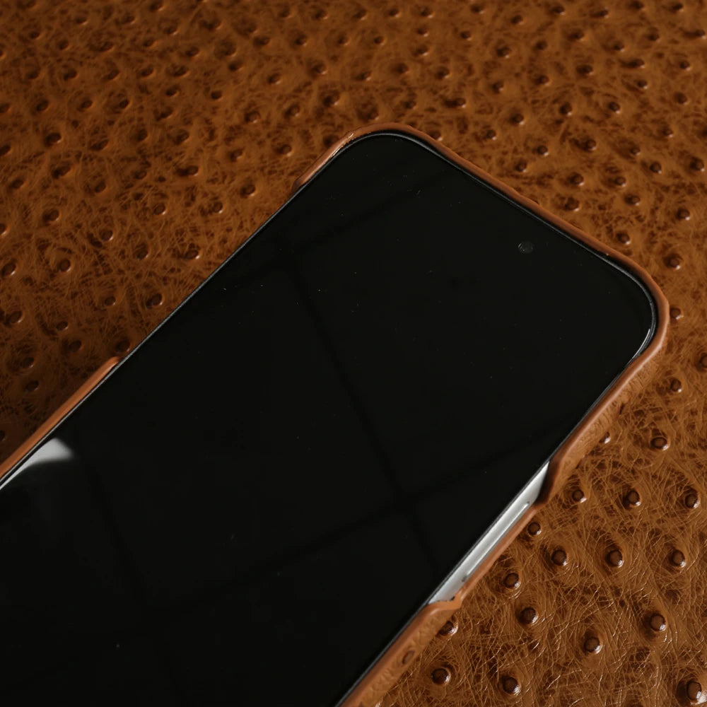 Ostrich Genuine Leather Case for Iphone 18,17,16,15,14,13 pro max/air.