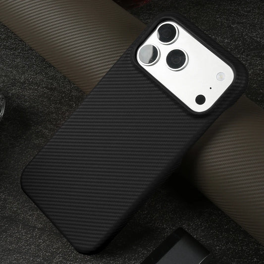 Carbon Fiber Weave Pattern Genuine Leather Case for IPhone 18,17,16,15,14 pro max