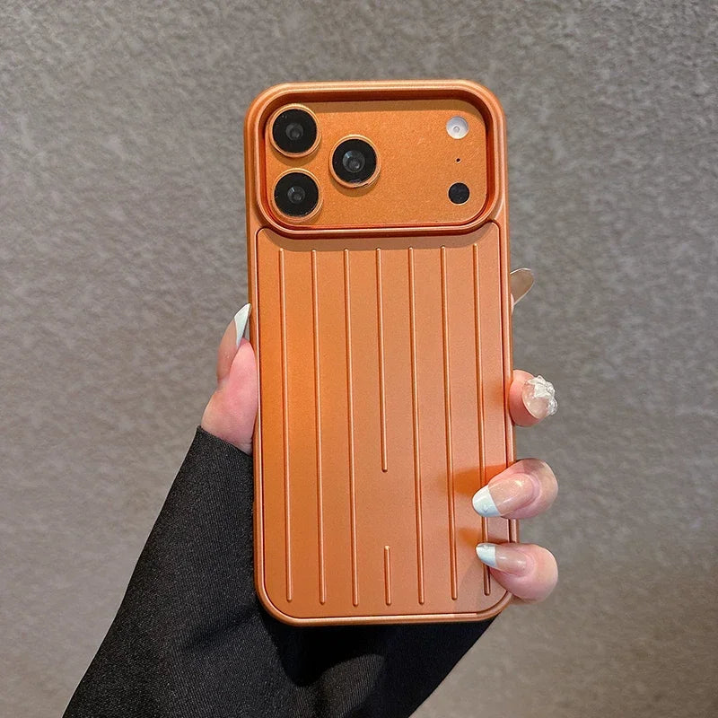 Luxury Striped Luggage Texture Phone Case For IPhone 18 17 16 15 14 13 Pro Max