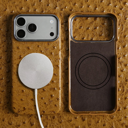 Ostrich Genuine Leather Case for Iphone 18,17,16,15,14,13 pro max/air.