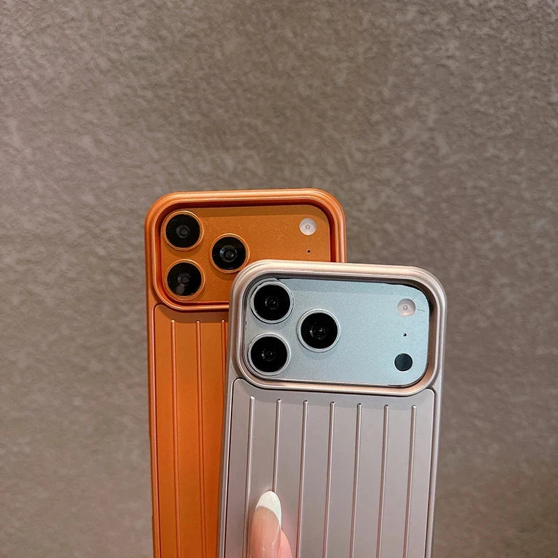 Luxury Striped Luggage Texture Phone Case For IPhone 18 17 16 15 14 13 Pro Max